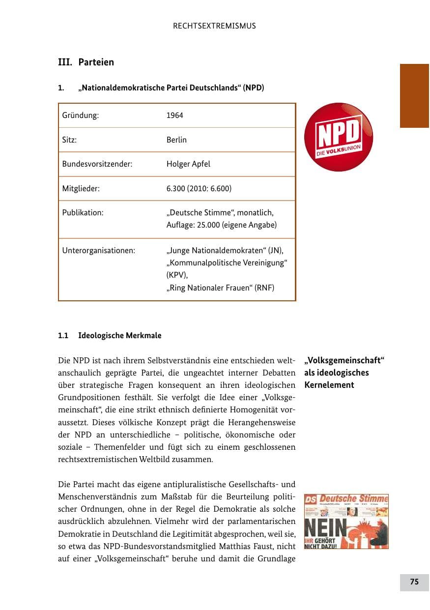 Seite 74 des Verfassungsschutzbericht 2011 Bund
