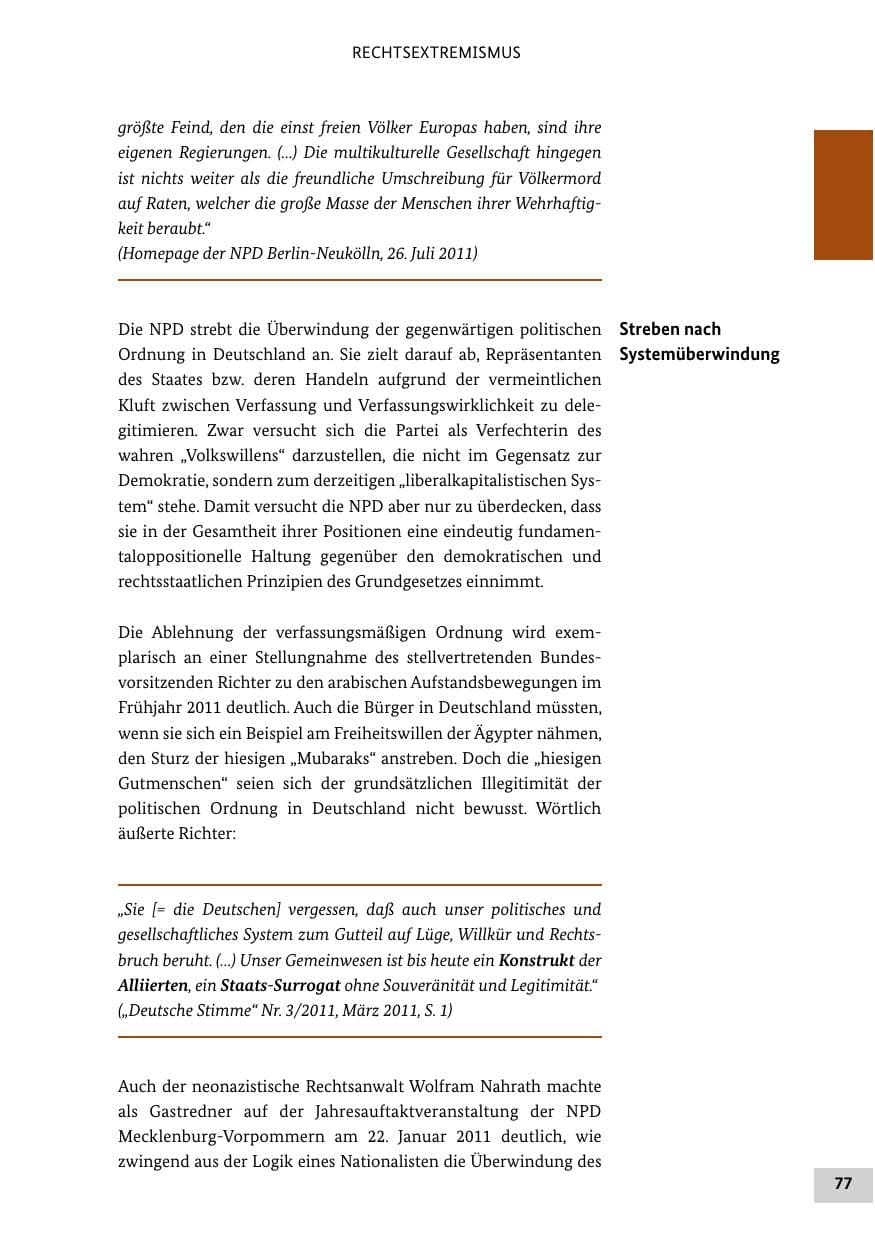 Seite 76 des Verfassungsschutzbericht 2011 Bund