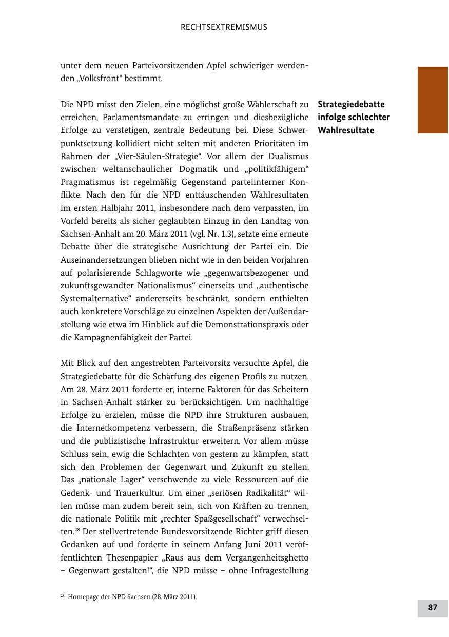 Seite 86 des Verfassungsschutzbericht 2011 Bund