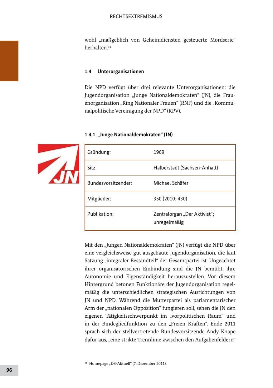 Seite 95 des Verfassungsschutzbericht 2011 Bund