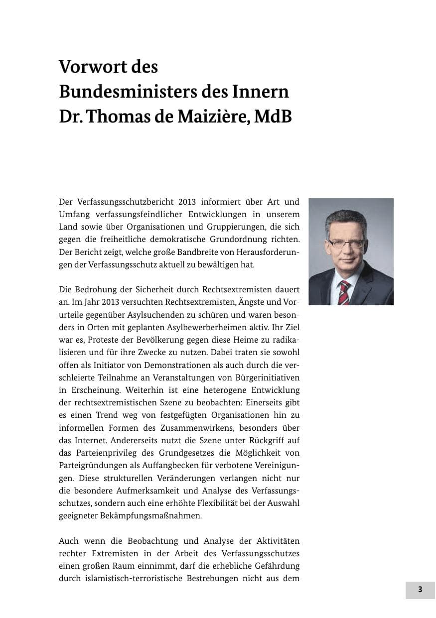 Seite 2 des Verfassungsschutzbericht 2013 Bund
