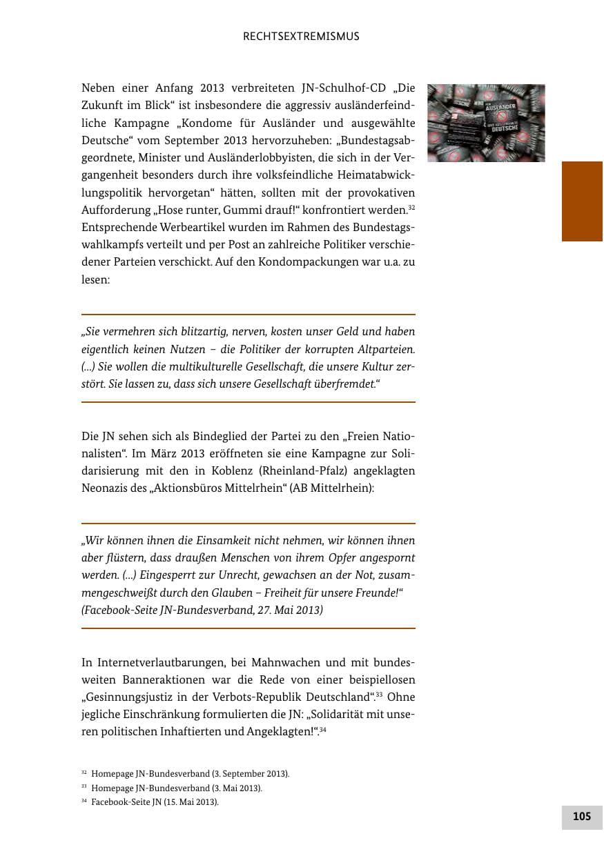Seite 104 des Verfassungsschutzbericht 2013 Bund