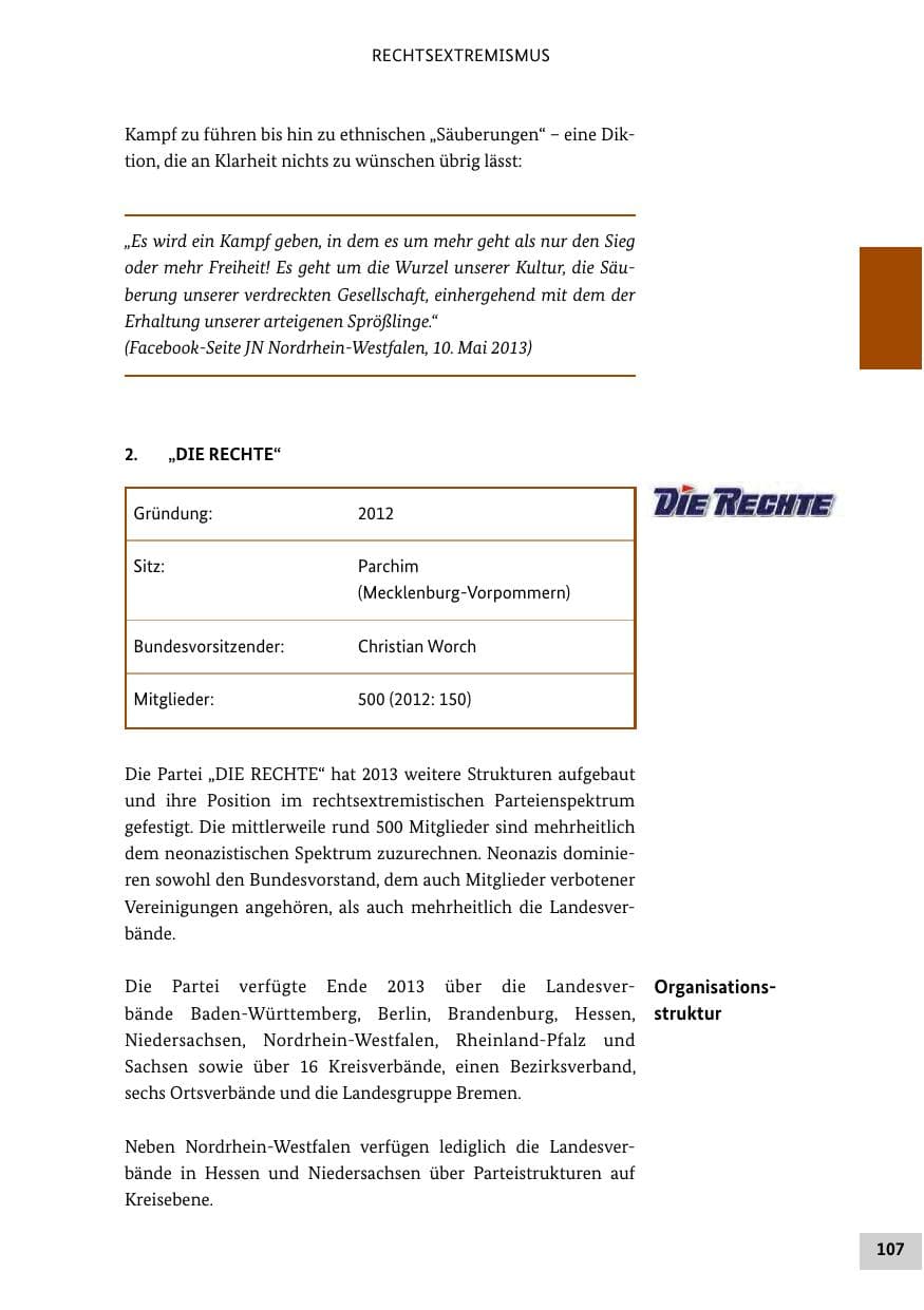 Seite 106 des Verfassungsschutzbericht 2013 Bund