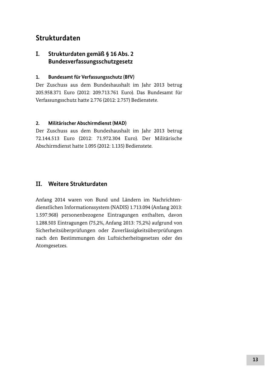 Seite 12 des Verfassungsschutzbericht 2013 Bund