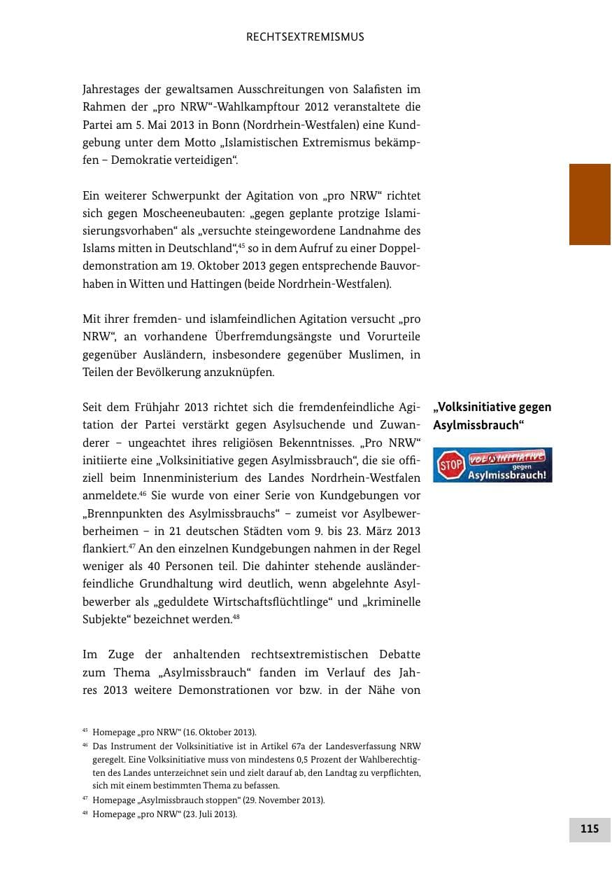 Seite 114 des Verfassungsschutzbericht 2013 Bund