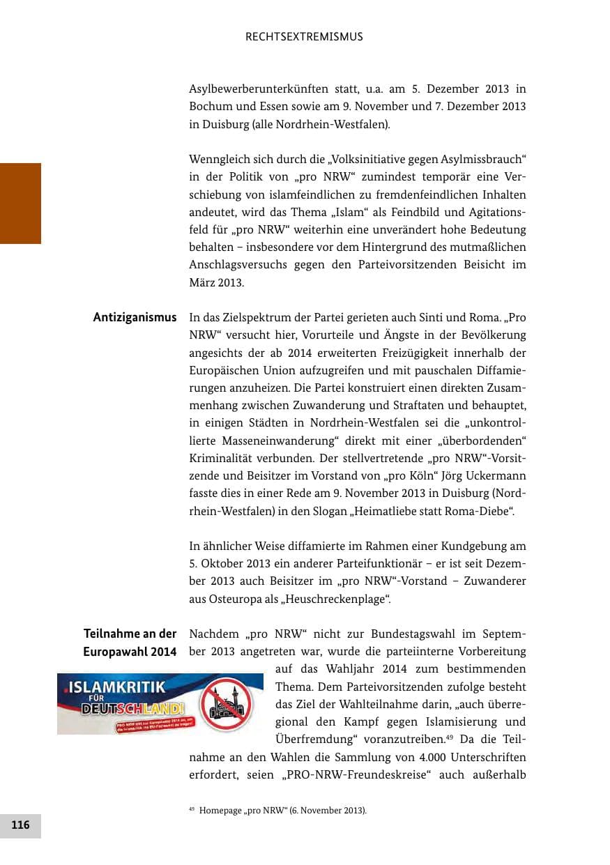 Seite 115 des Verfassungsschutzbericht 2013 Bund