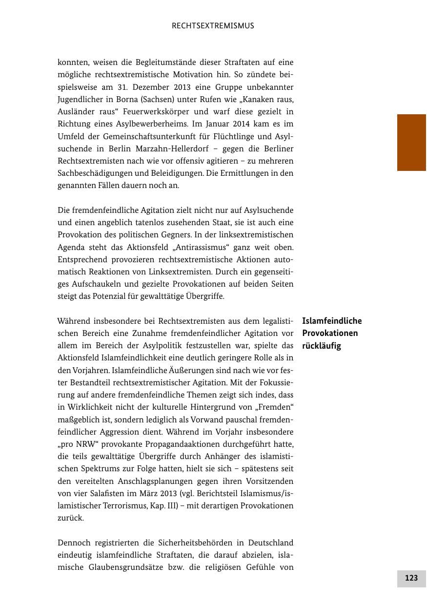 Seite 122 des Verfassungsschutzbericht 2013 Bund