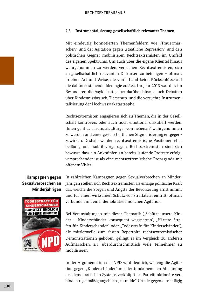 Seite 129 des Verfassungsschutzbericht 2013 Bund