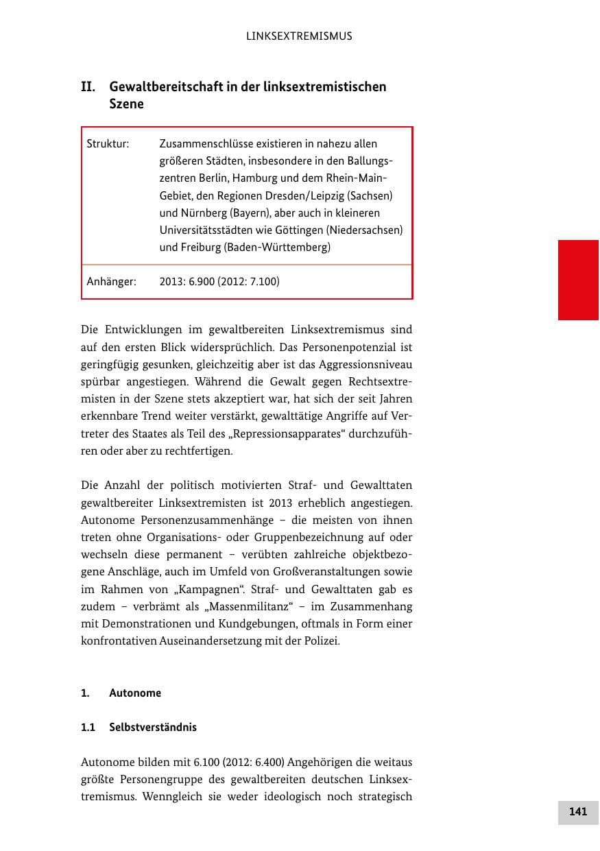 Seite 140 des Verfassungsschutzbericht 2013 Bund