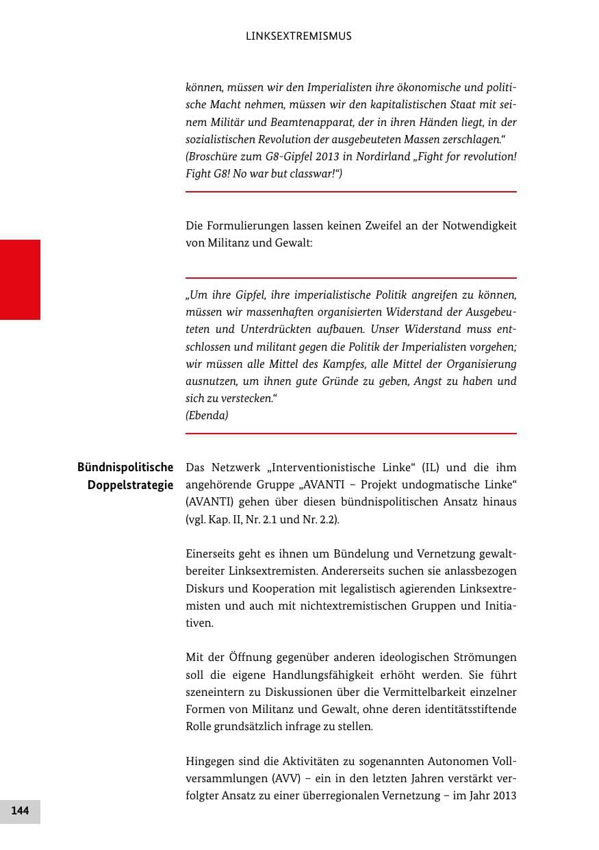 Seite 143 des Verfassungsschutzbericht 2013 Bund