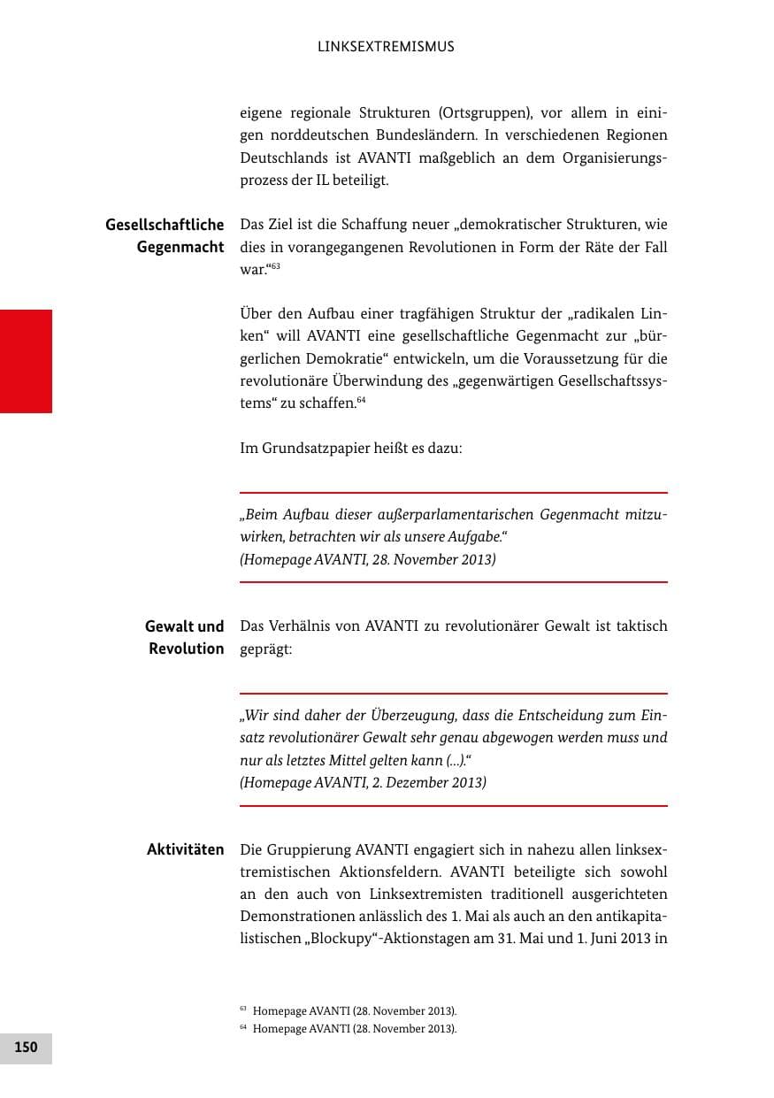 Seite 149 des Verfassungsschutzbericht 2013 Bund