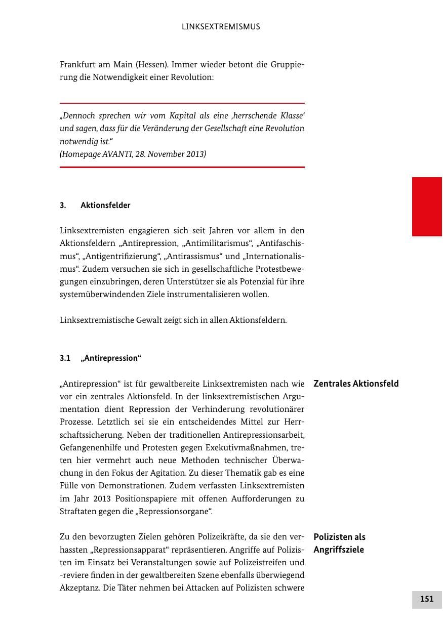 Seite 150 des Verfassungsschutzbericht 2013 Bund
