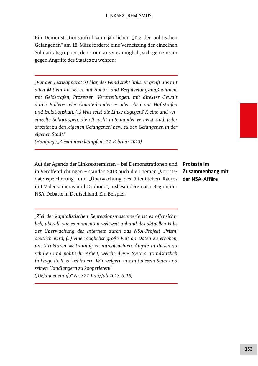 Seite 152 des Verfassungsschutzbericht 2013 Bund