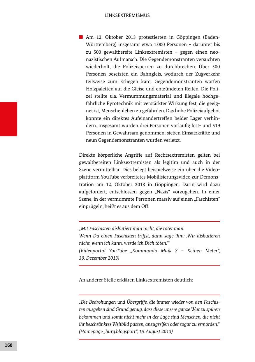 Seite 159 des Verfassungsschutzbericht 2013 Bund