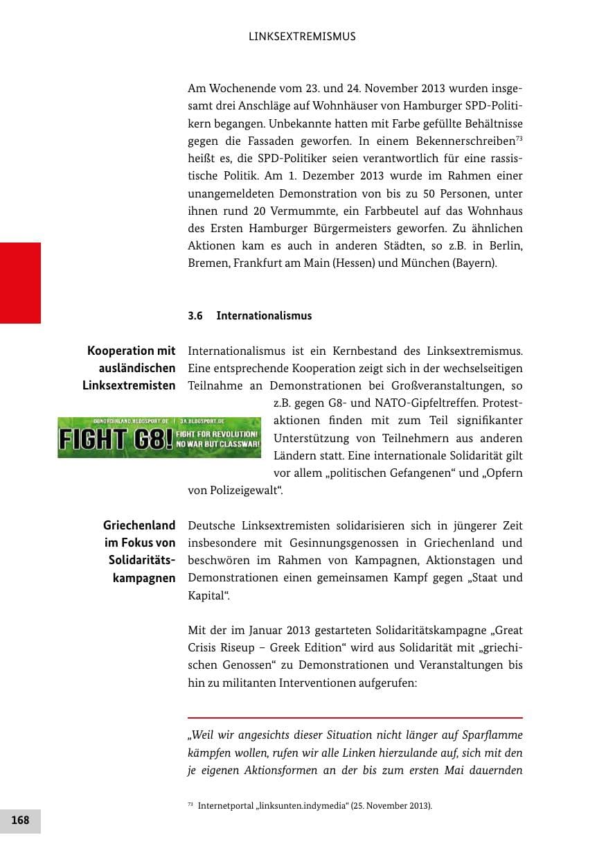 Seite 167 des Verfassungsschutzbericht 2013 Bund