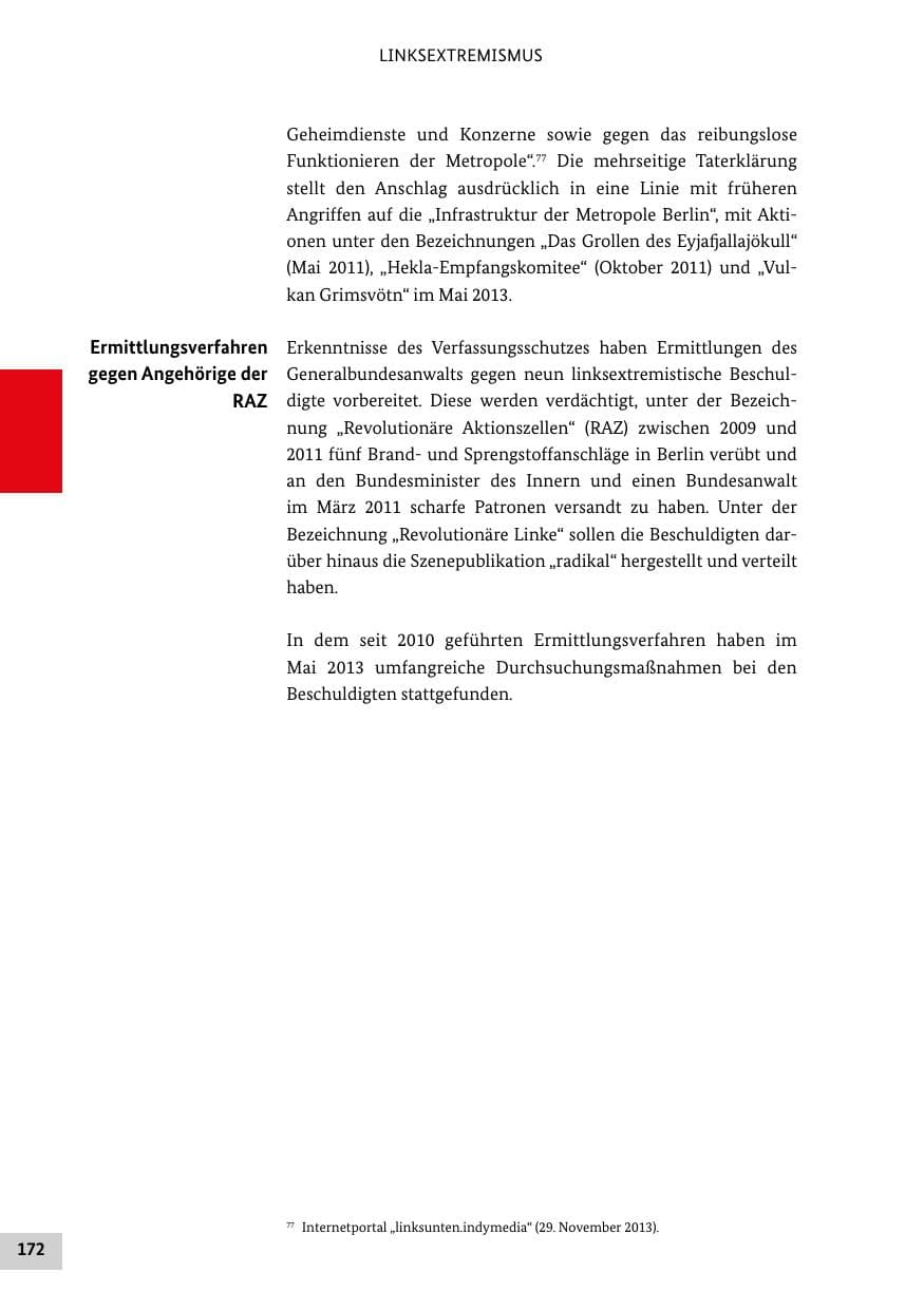 Seite 171 des Verfassungsschutzbericht 2013 Bund