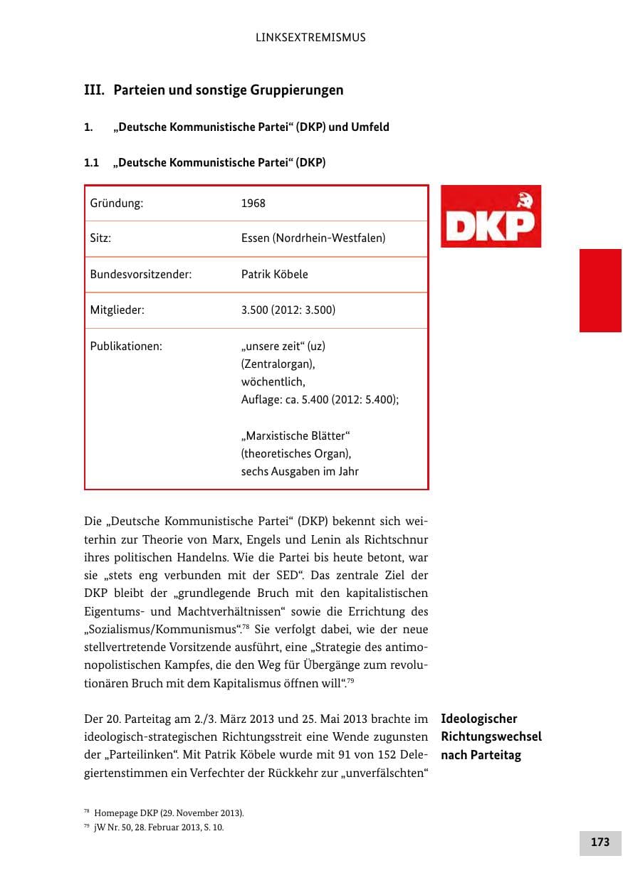 Seite 172 des Verfassungsschutzbericht 2013 Bund