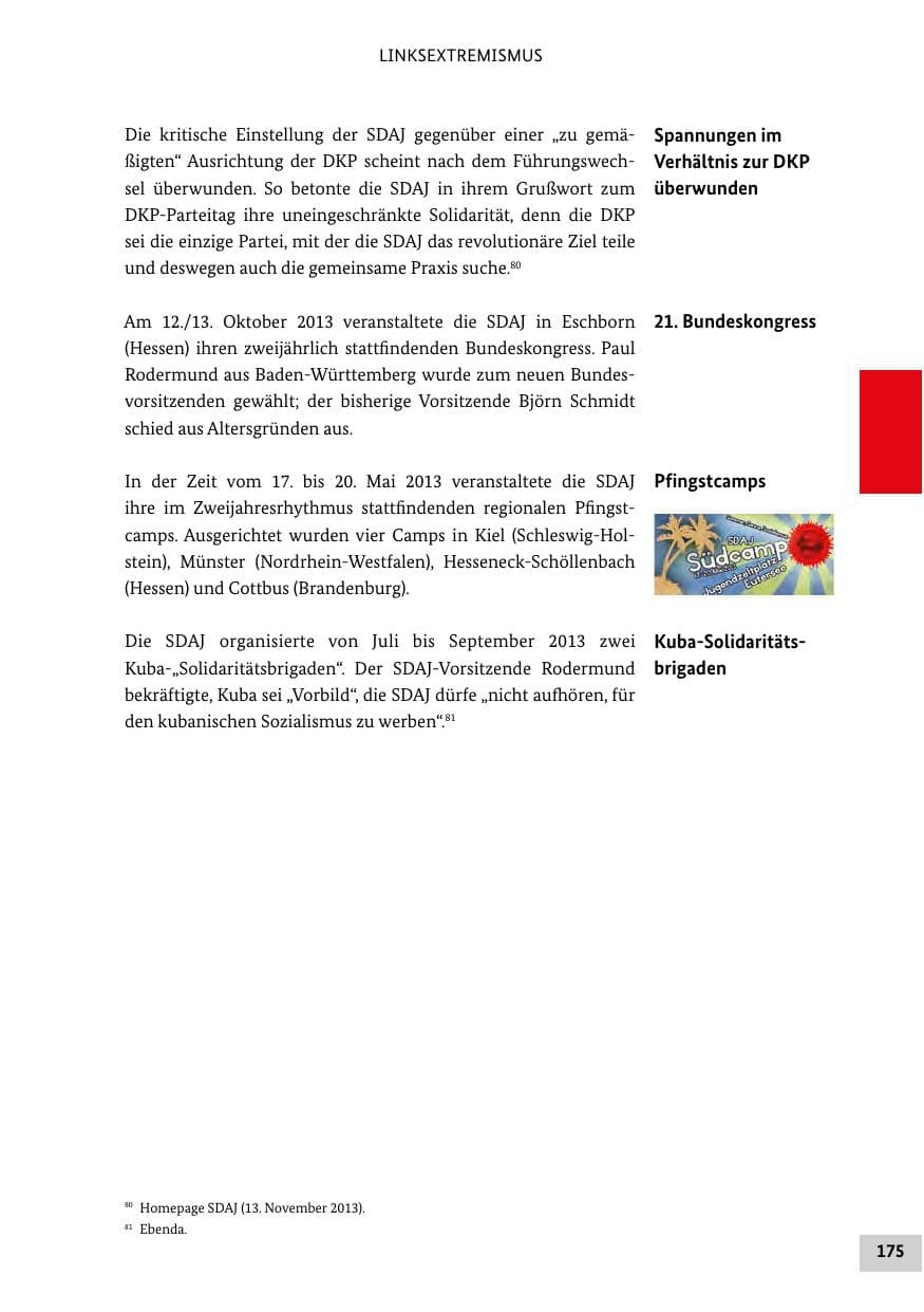 Seite 174 des Verfassungsschutzbericht 2013 Bund