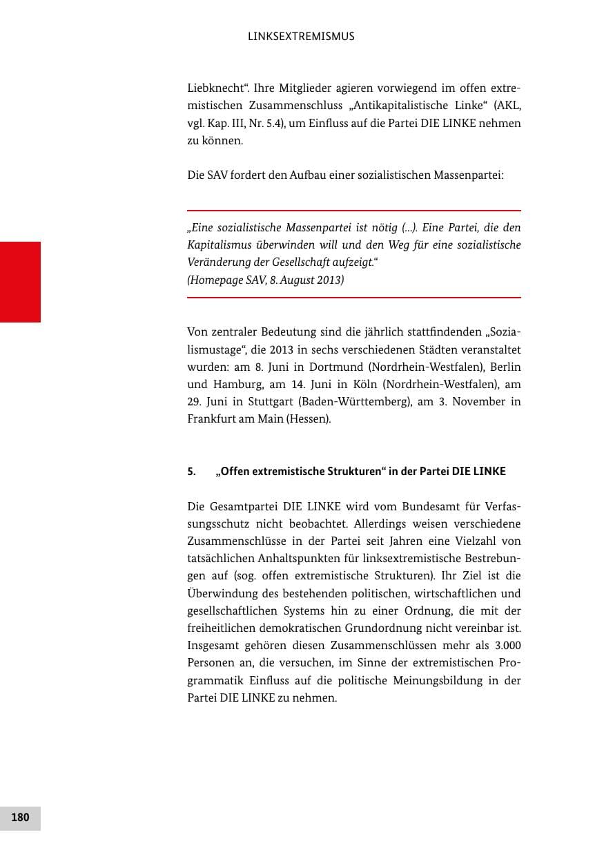 Seite 179 des Verfassungsschutzbericht 2013 Bund