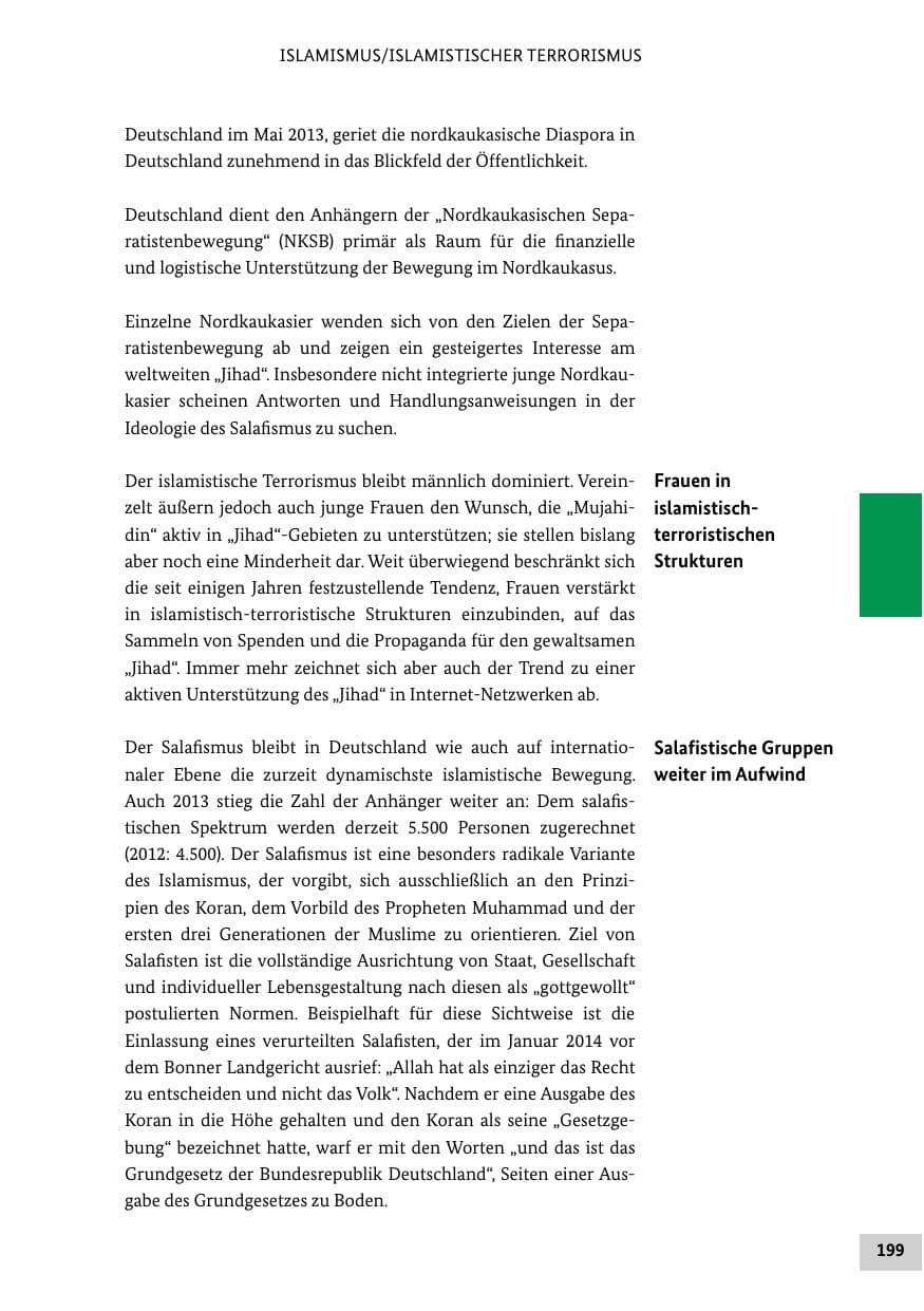 Seite 198 des Verfassungsschutzbericht 2013 Bund