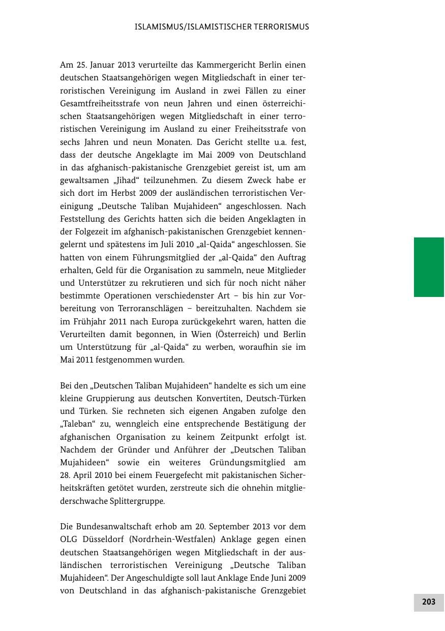 Seite 202 des Verfassungsschutzbericht 2013 Bund