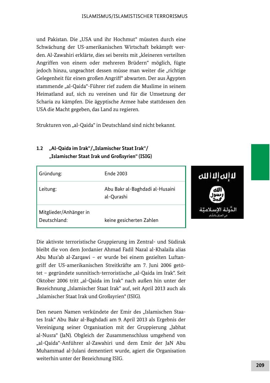 Seite 208 des Verfassungsschutzbericht 2013 Bund