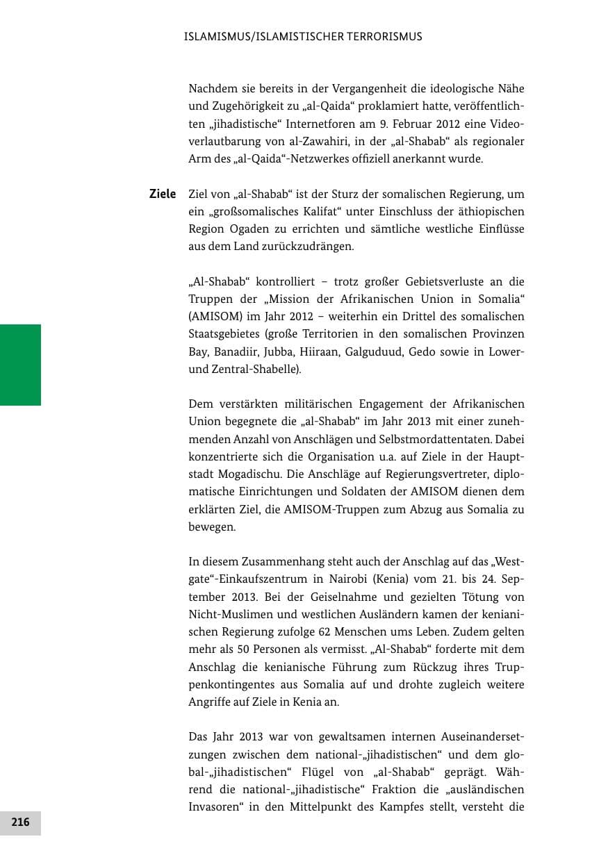 Seite 215 des Verfassungsschutzbericht 2013 Bund
