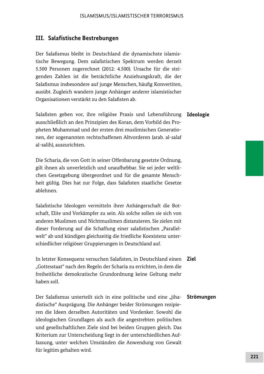 Seite 220 des Verfassungsschutzbericht 2013 Bund