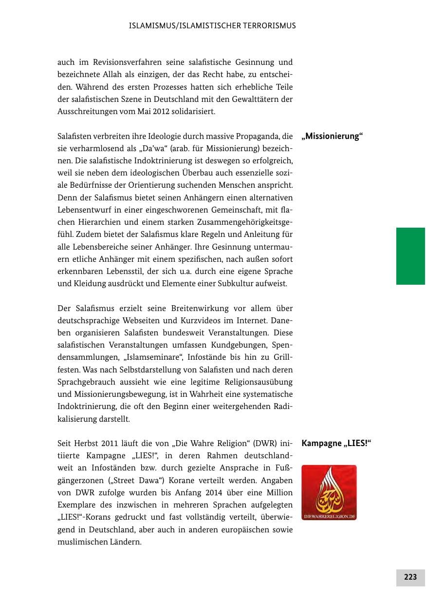 Seite 222 des Verfassungsschutzbericht 2013 Bund