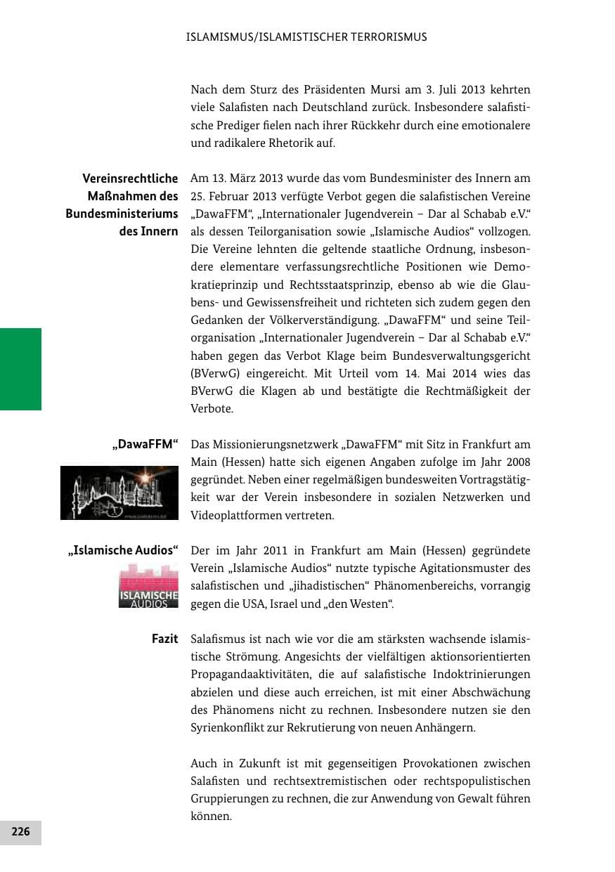 Seite 225 des Verfassungsschutzbericht 2013 Bund