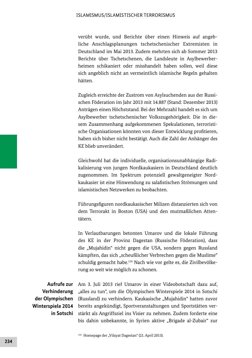 Seite 233 des Verfassungsschutzbericht 2013 Bund