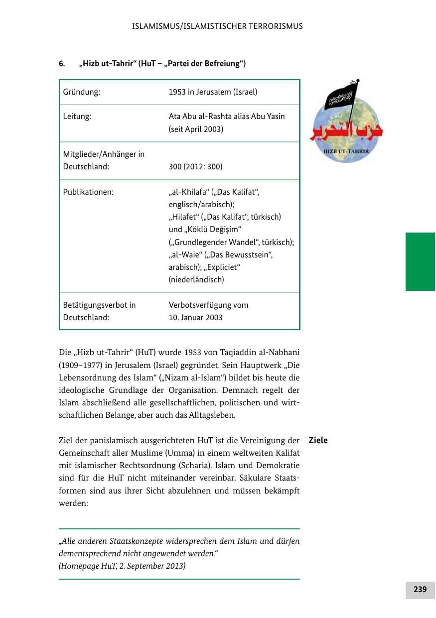 Seite 238 des Verfassungsschutzbericht 2013 Bund