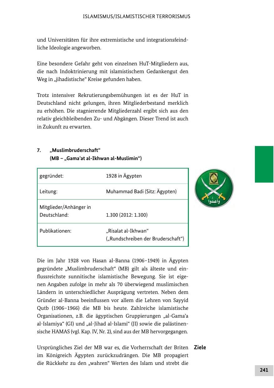 Seite 240 des Verfassungsschutzbericht 2013 Bund