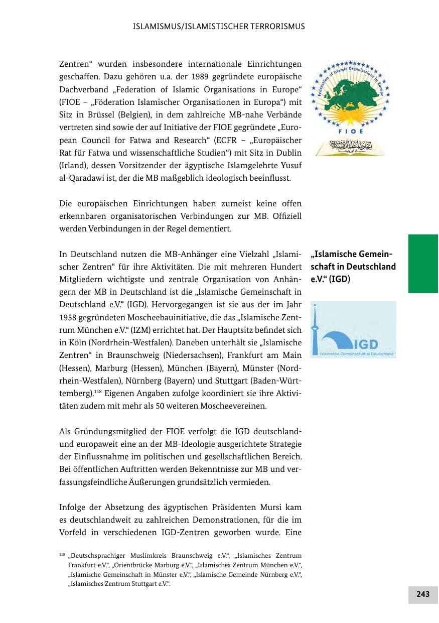 Seite 242 des Verfassungsschutzbericht 2013 Bund
