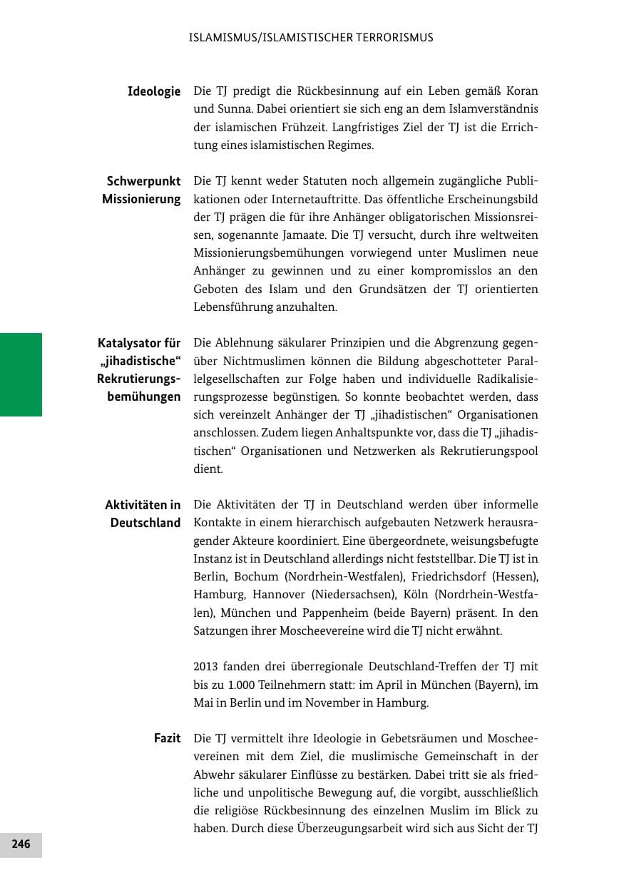 Seite 245 des Verfassungsschutzbericht 2013 Bund