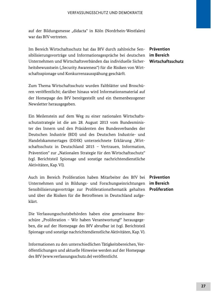 Seite 26 des Verfassungsschutzbericht 2013 Bund