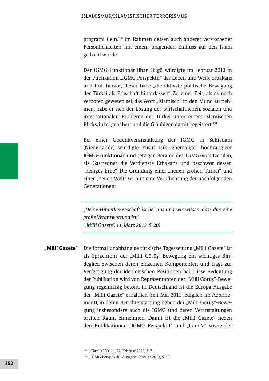 Seite 251 des Verfassungsschutzbericht 2013 Bund
