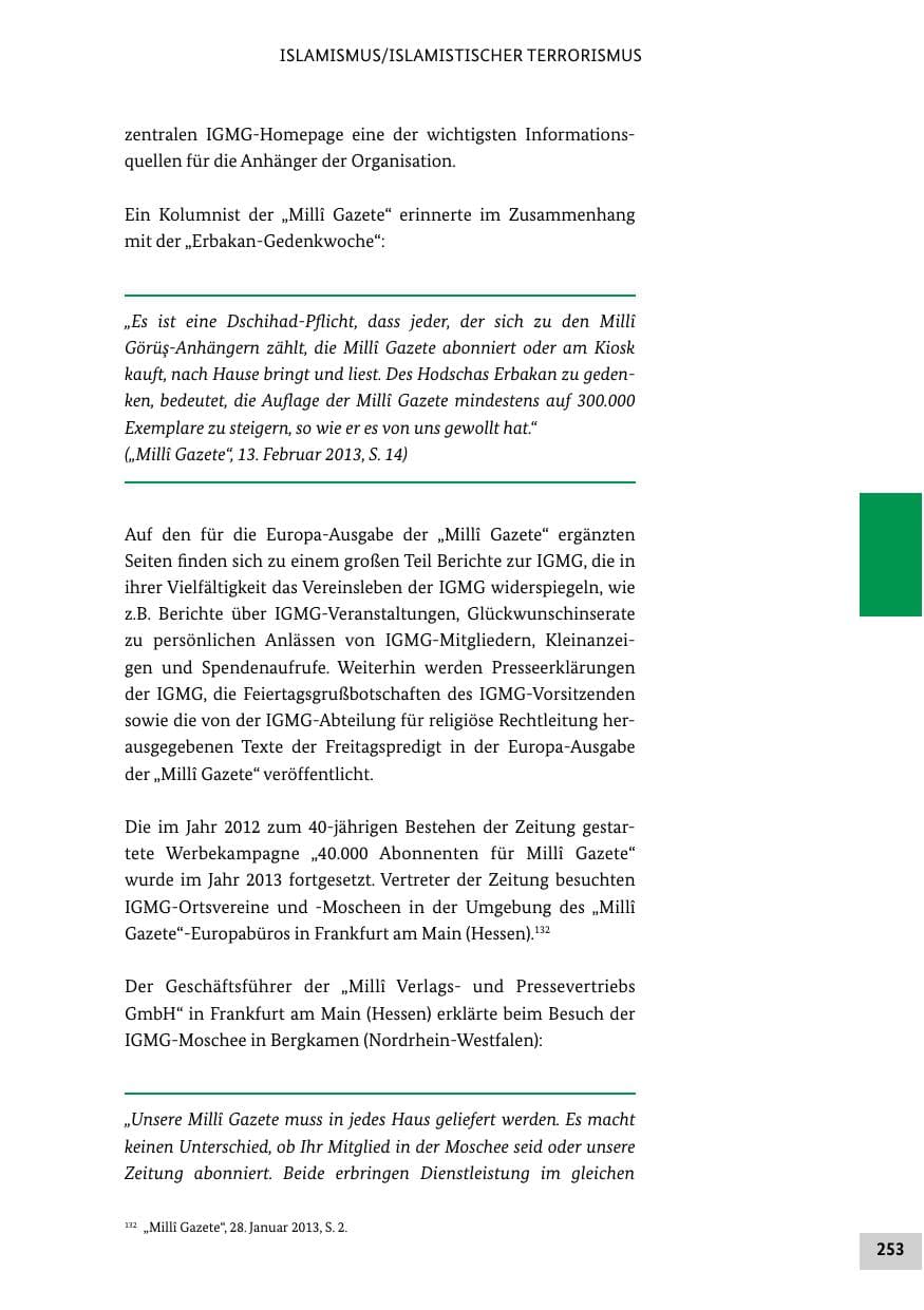Seite 252 des Verfassungsschutzbericht 2013 Bund