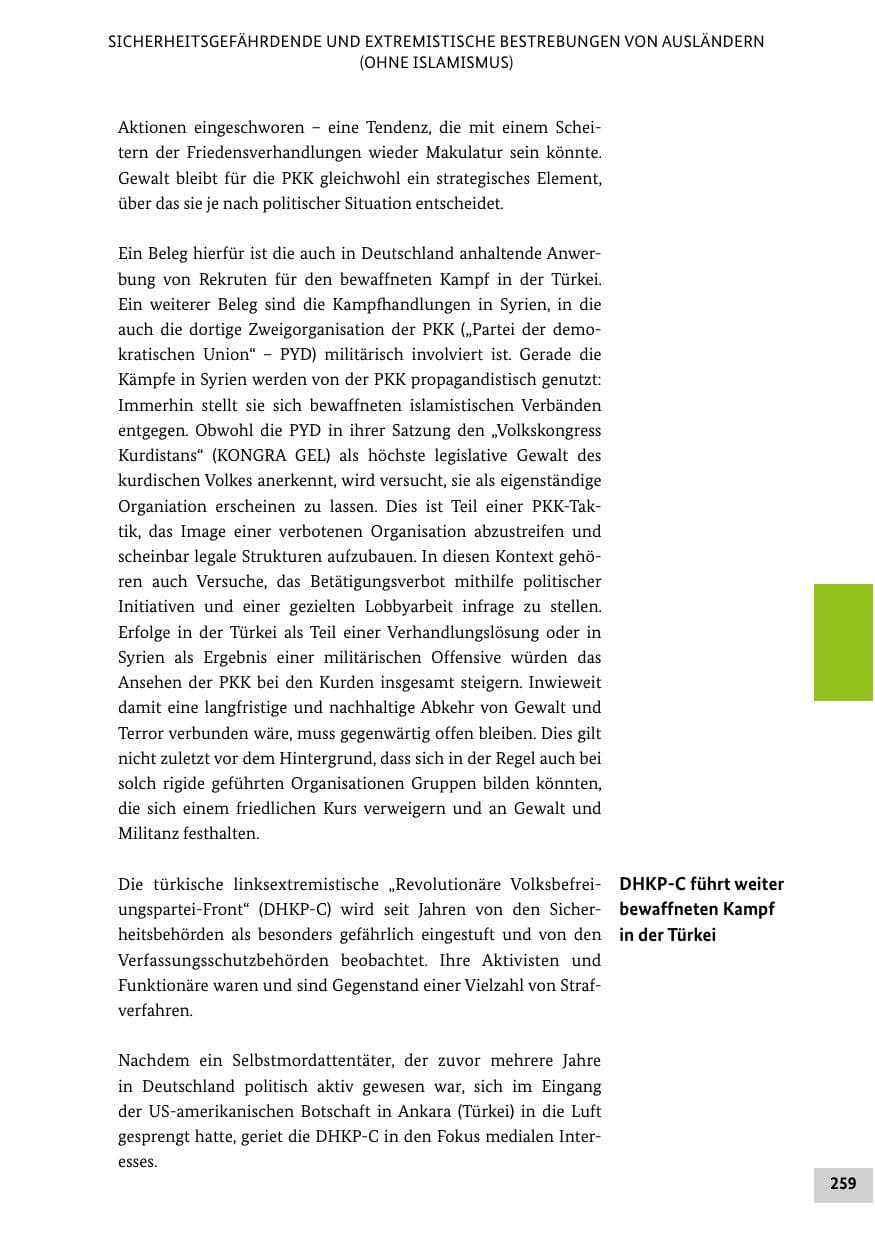 Seite 258 des Verfassungsschutzbericht 2013 Bund