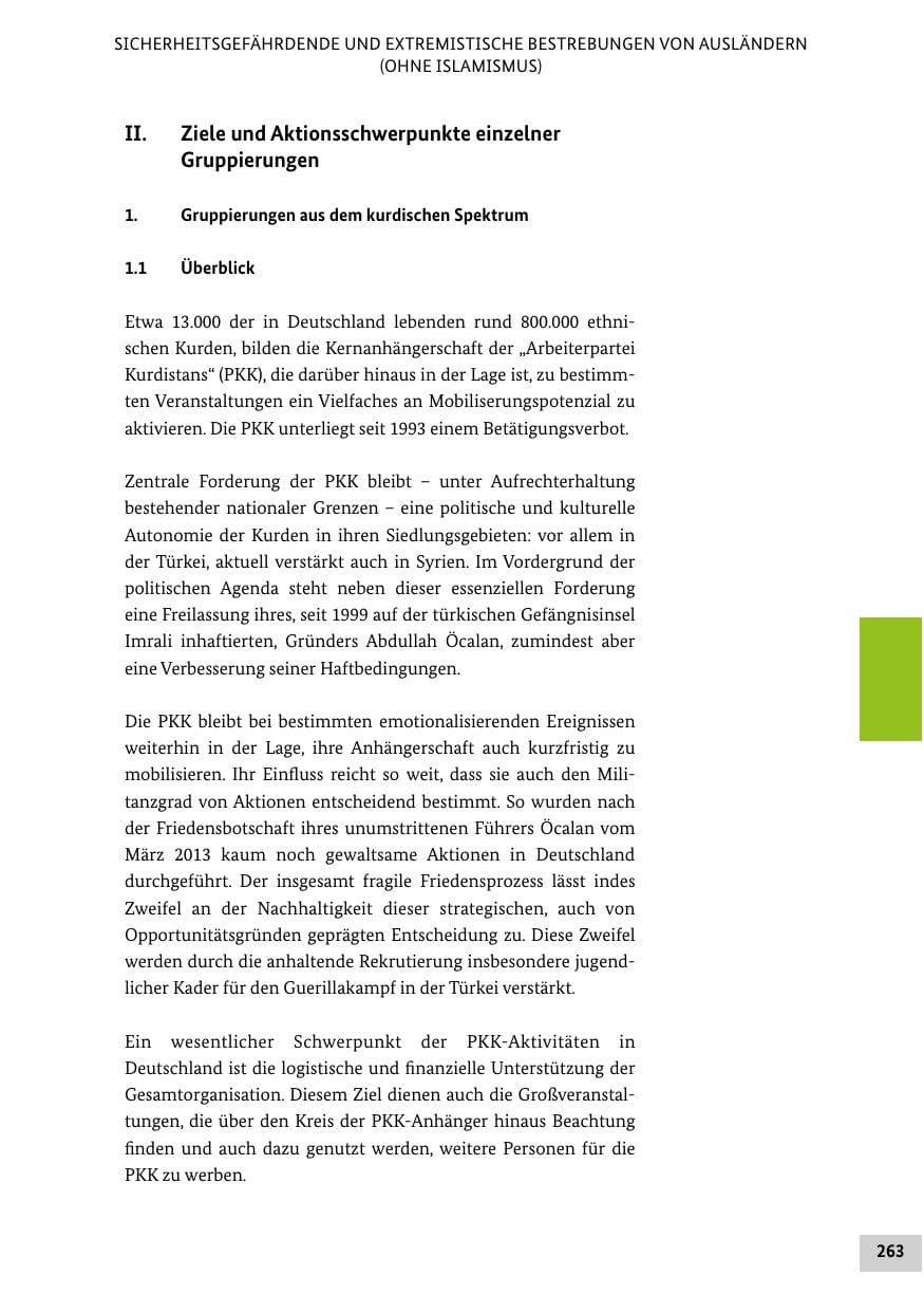 Seite 262 des Verfassungsschutzbericht 2013 Bund