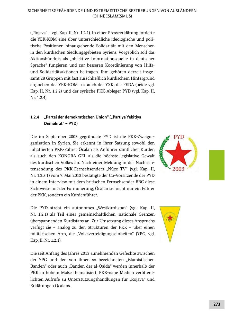 Seite 272 des Verfassungsschutzbericht 2013 Bund