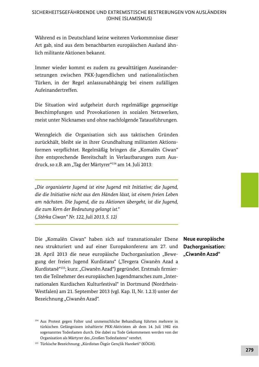 Seite 278 des Verfassungsschutzbericht 2013 Bund