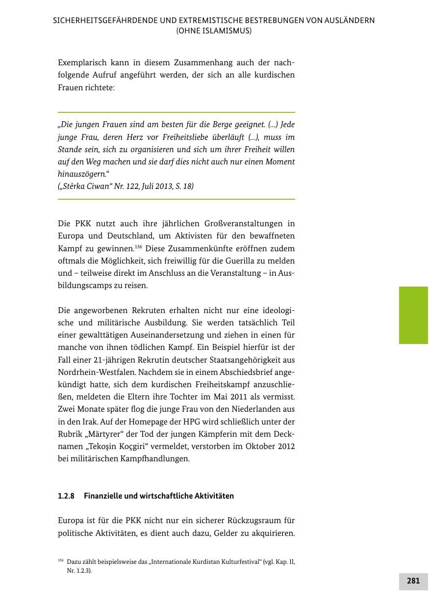 Seite 280 des Verfassungsschutzbericht 2013 Bund