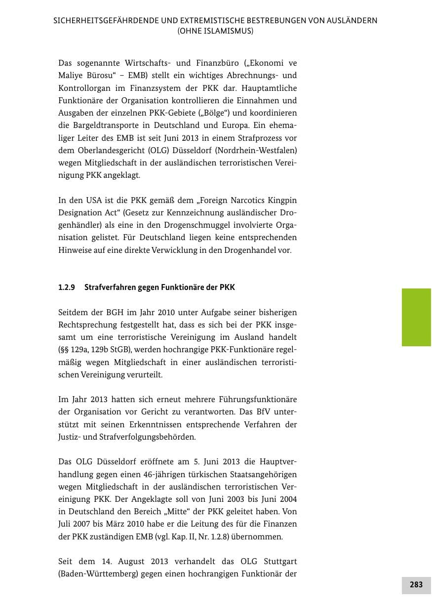 Seite 282 des Verfassungsschutzbericht 2013 Bund