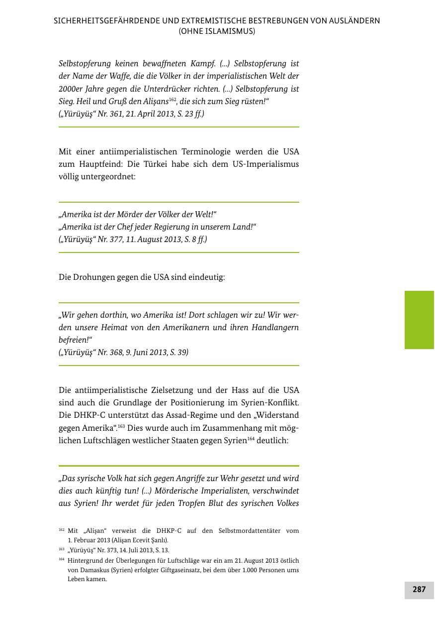 Seite 286 des Verfassungsschutzbericht 2013 Bund