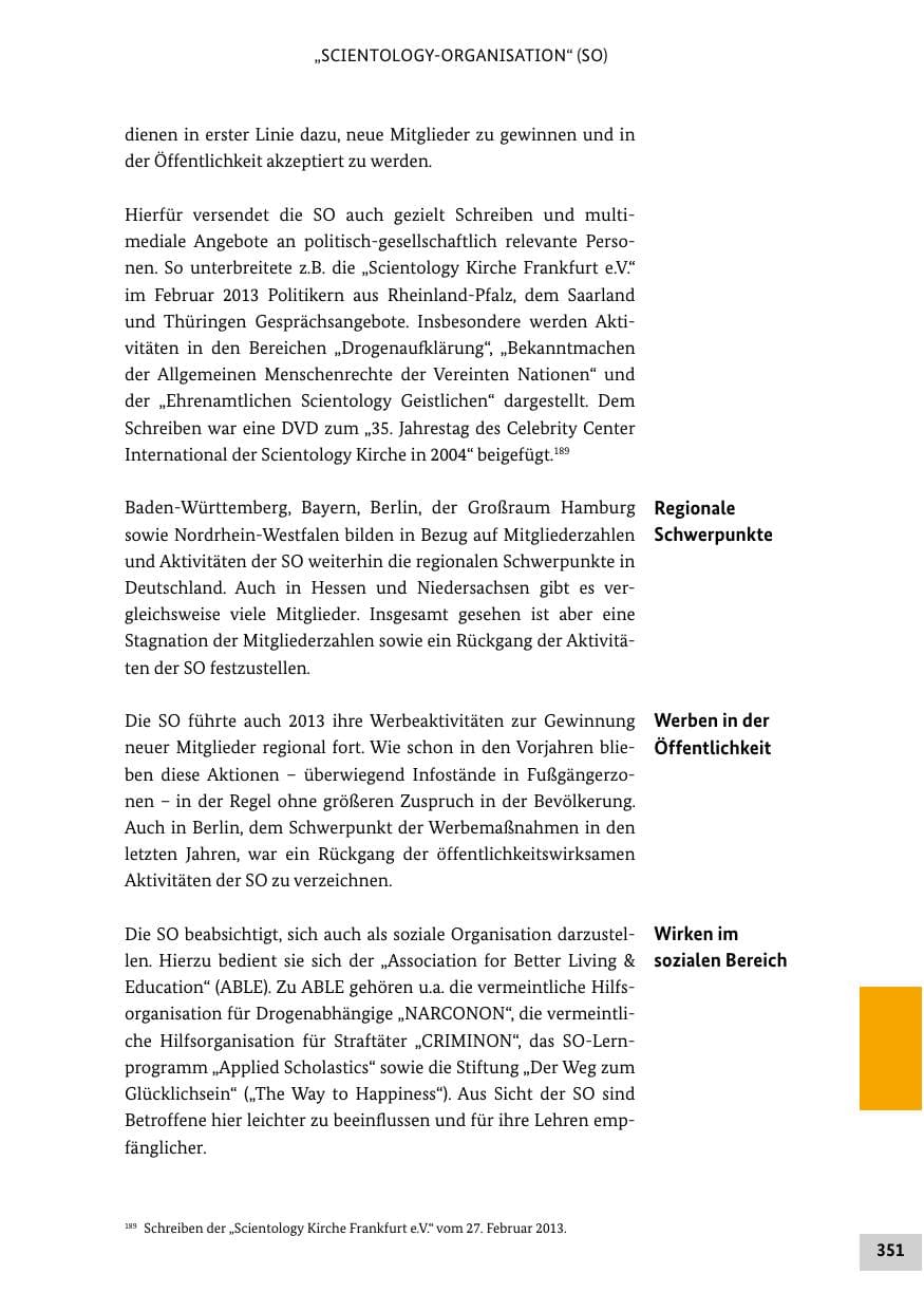 Seite 350 des Verfassungsschutzbericht 2013 Bund