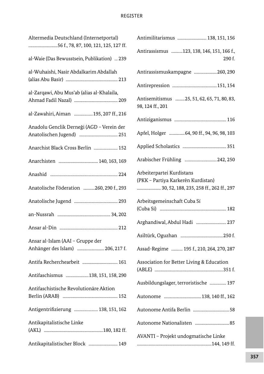 Seite 356 des Verfassungsschutzbericht 2013 Bund