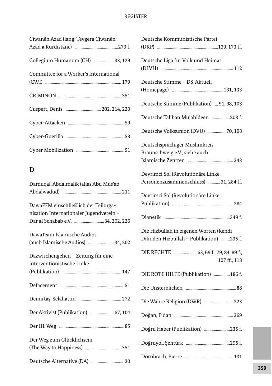 Seite 358 des Verfassungsschutzbericht 2013 Bund