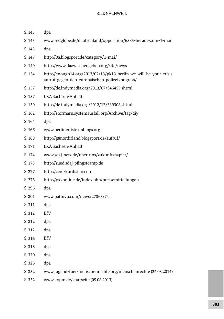 Seite 382 des Verfassungsschutzbericht 2013 Bund