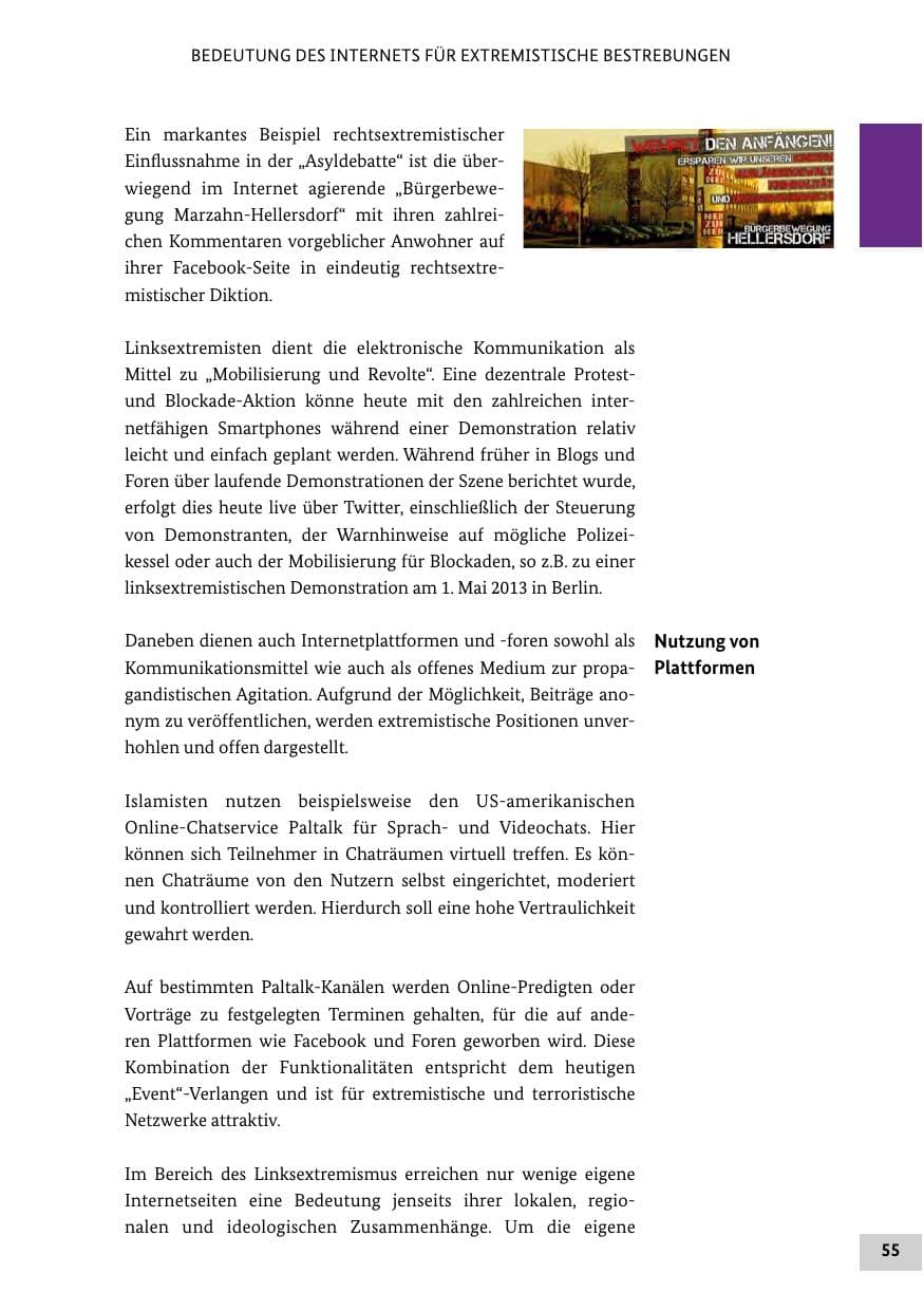Seite 54 des Verfassungsschutzbericht 2013 Bund